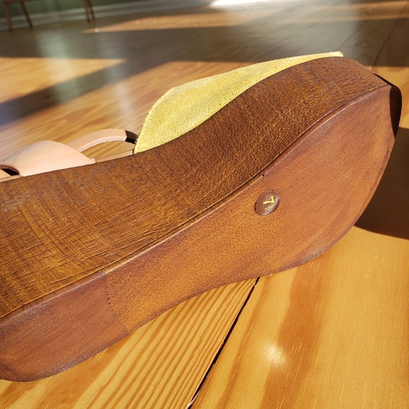 Never Worn! Harvest yellow suede wedge sandals - Picture 4 of 8